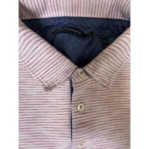 Bugatchi Uomo Men’s  Pink Striped Polo Short Sleeve Small